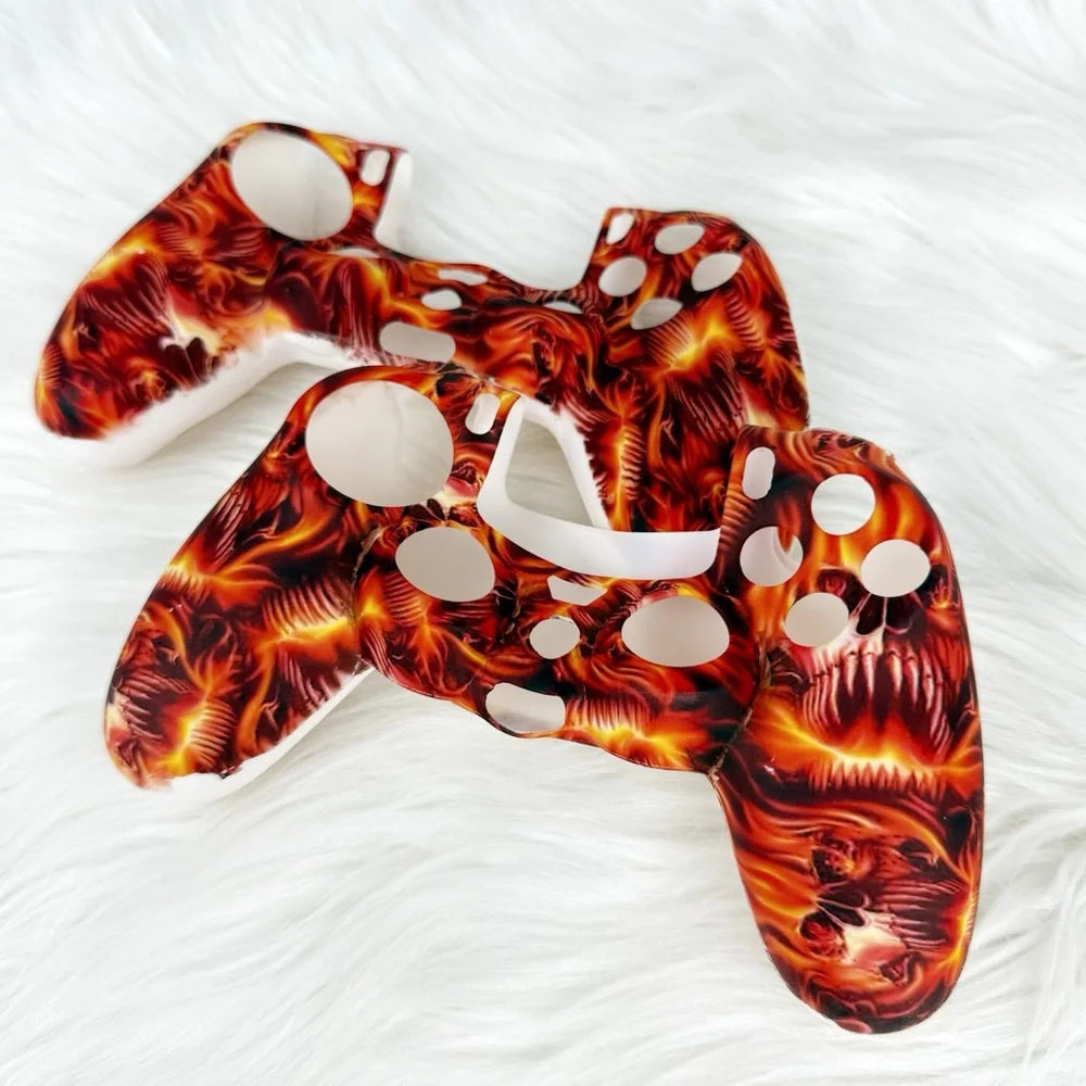 PS4 Controller Silicone Skins Bundle of 2 Red Skull